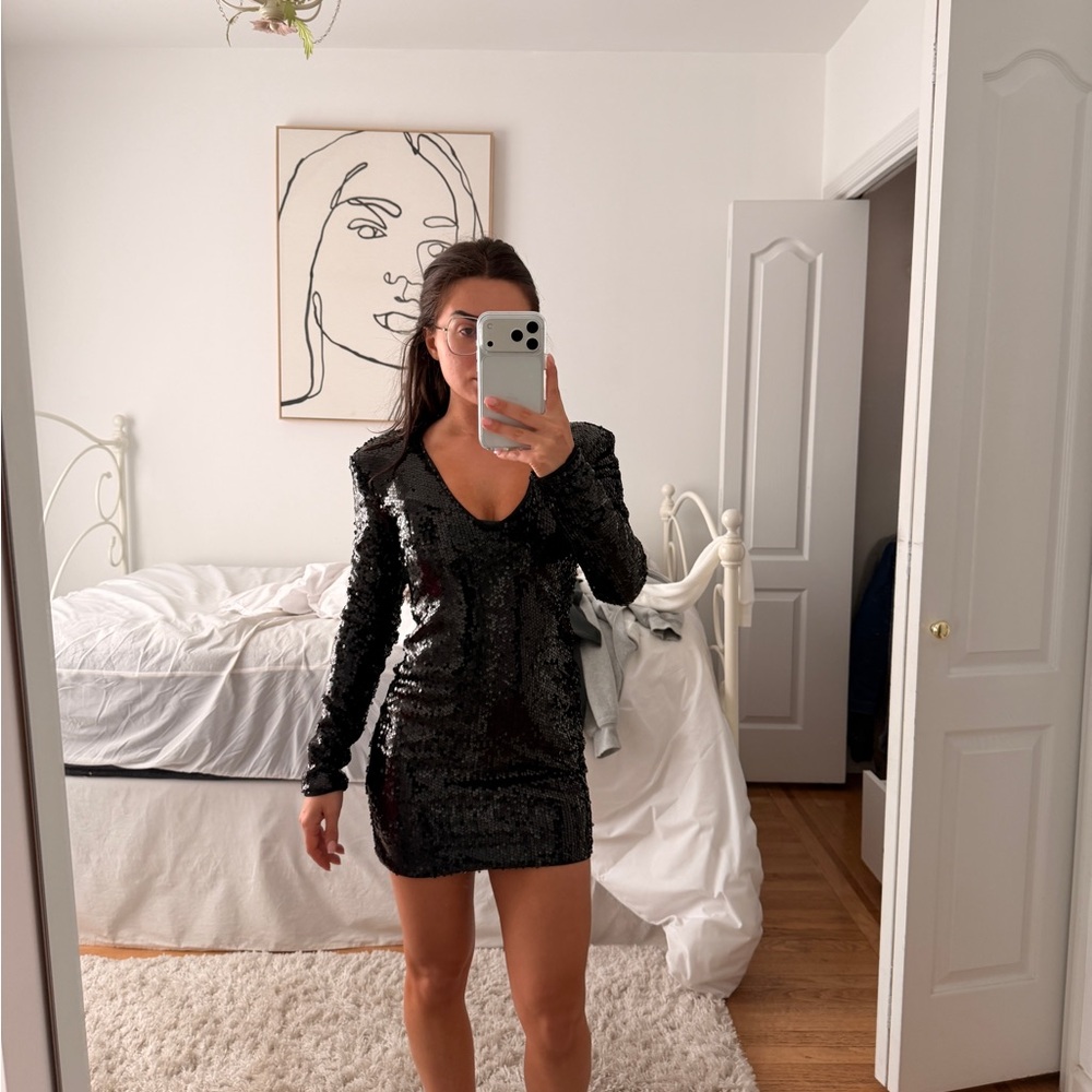 Elegant Black Sequin Dress